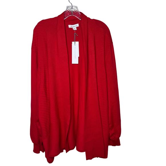 Liz Claiborne Women’s 5X Open Front Cardigan Sweater Red NWT Cabaret Rayon Blend - Picture 1 of 8